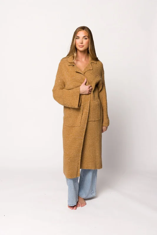 Juliette Knit Cardigan Coat in Caramel