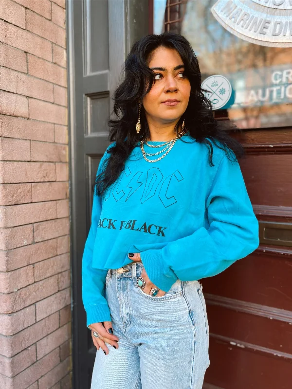 Feminine silhouettes for the modern woman   Chop Shop AC/DC Cropped Sweatshirt