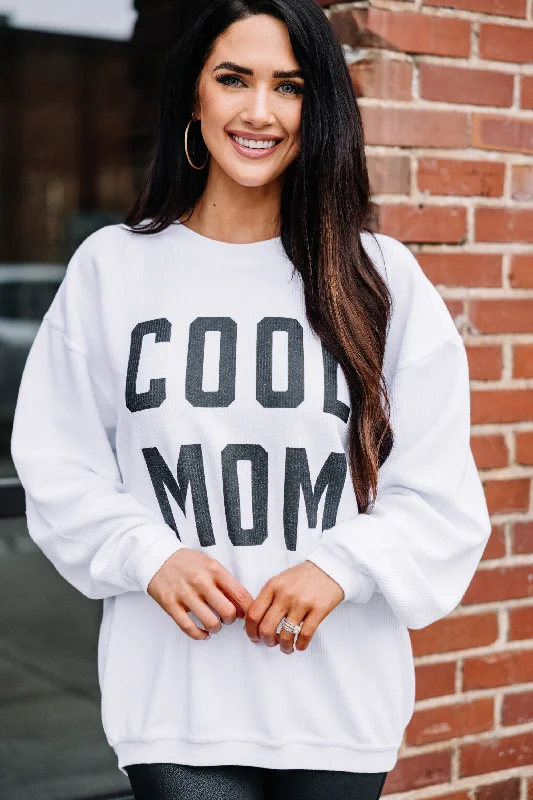 Luxurious fabrics and modern designs for women Cool Mom White Corded Graphic Sweatshirt Luxurious fabrics and modern designs for women Cool Mom White Corded Graphic Sweatshirt