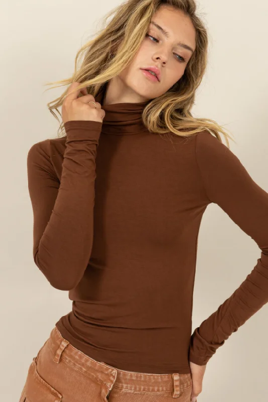 Faye Slim Fit Turtleneck Long Sleeve Top