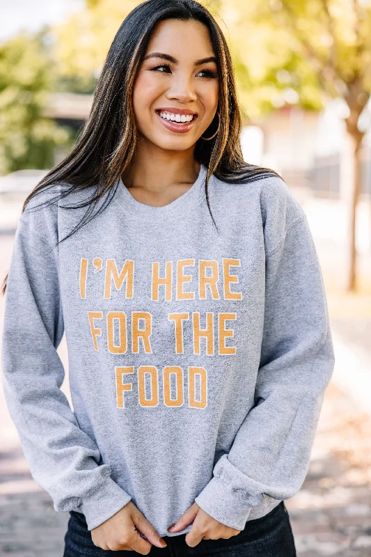 Trendy women’s clothing that suits every taste I'm Here For The Food Sport Gray Graphic Sweatshirt Trendy women’s clothing that suits every taste I'm Here For The Food Sport Gray Graphic Sweatshirt