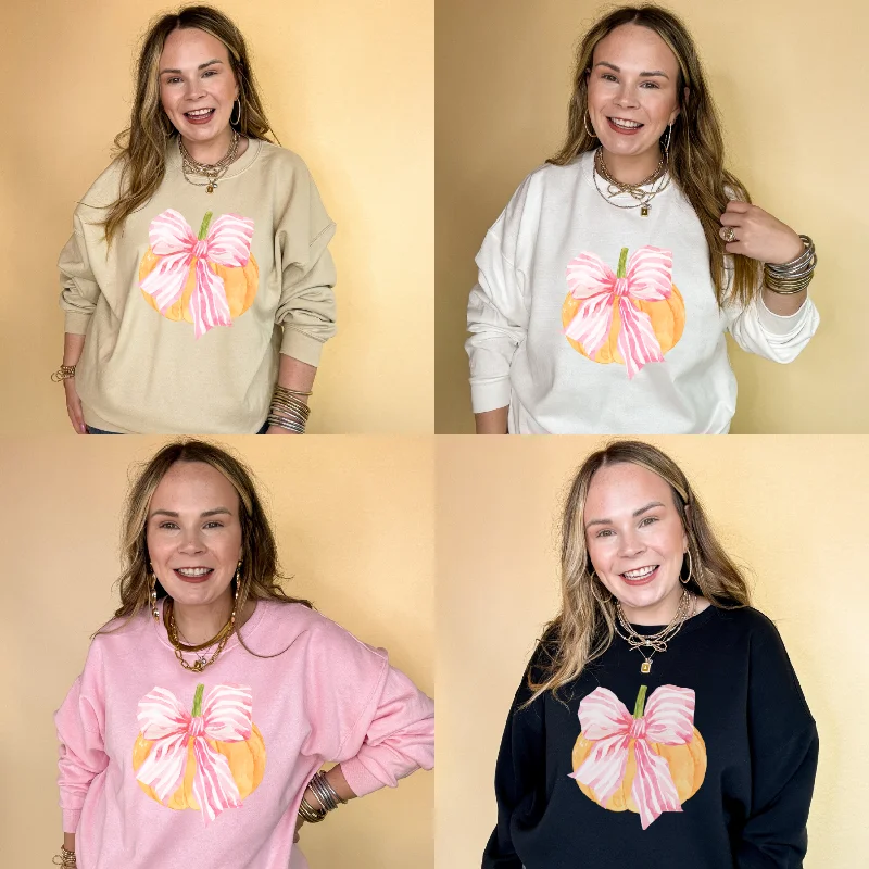 Premium quality women’s clothing at affordable prices Online Exclusive | Bow-tastic Orange Pumpkin with Giant Pink Bow Graphic Sweatshirt in Multiple Color Options Premium quality women’s clothing at affordable prices Online Exclusive | Bow-tastic Orange Pumpkin with Giant Pink Bow Graphic Sweatshirt in Multiple Color Options