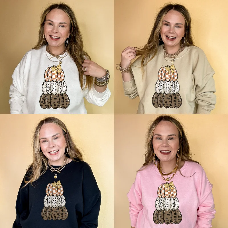 Trendy women’s clothing that suits every taste Online Exclusive | Stack of Pumpkins in Checkered, Dotted, and Cheetah Print Graphic Sweatshirt in Multiple Color Options Trendy women’s clothing that suits every taste Online Exclusive | Stack of Pumpkins in Checkered, Dotted, and Cheetah Print Graphic Sweatshirt in Multiple Color Options