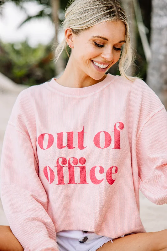 Everyday essentials for a stylish wardrobe Out Of Office Blush Pink Graphic Corded Sweatshirt Everyday essentials for a stylish wardrobe Out Of Office Blush Pink Graphic Corded Sweatshirt